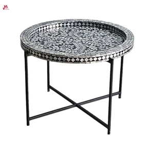 Mesa de Centro Moderna Hecha a Mano con Incrustaciones Decorativas de Concha Natural de Nácar para Muebles de Sala de Estar - Product Image 3