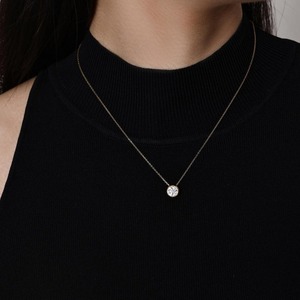 Refined Round Cut Diamond Bezel Necklace 1.00 Ct D-F VVS1-VS2 Lab Grown Diamond In 18K Yellow <b>Gold</b> Romantic Gift For Her - Product Image 3