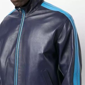 Veste en cuir à la mode pour hommes, veste en cuir personnalisée OEM, vestes en cuir véritable de style fermeture éclair pour hommes neufs - Product Image 3