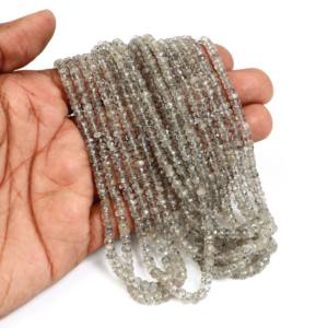 Perles de quartz noir naturel facettées en forme de rondelle, perles de quartz en vrac pour la fabrication de bijoux, fournitures de grossistes indiens - Product Image 4