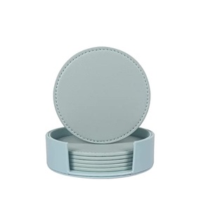 Leather <b>Coaster</b> Mat <b>Drink</b> <b>Coaster</b> 4 Set With Holder and Customized Size Cheap Price with Handmade Use - Product Image 5