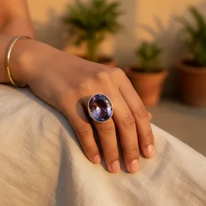 Bague en argent pour femme avec améthyste, bijou élégant en pierre précieuse - Product Image 2