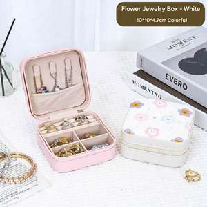 Новейший квадратный дорожный органайзер для украшений <span class=keywords><strong>2026</strong></span> года из искусственной кожи с застежкой-молнией, портативный футляр для ювелирных изделий в женском стиле, с возможностью нанесения логотипа - Product Image 6