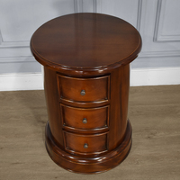 Commode ronde traditionnelle européenne en bois massif Daure, armoire latérale, organisateur de rangement à 3 tiroirs, table de chevet