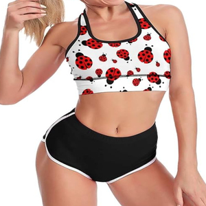 Pakistan Made Plus Size Two Piece Women Yoga Set Quick Drying Breathable Sublimated Sports Bra and <b>Pants</b> with Front Logo - Product Image 4