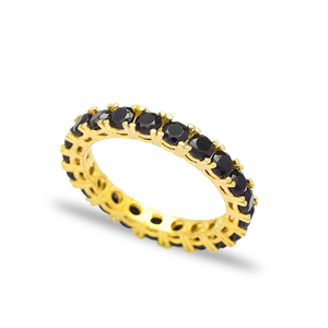 Band Ring Black CZ <b>Stone</b> Turkish Handmade Wholesale 925 Sterling Silver Fine Jewelry for Women 2025 <b>Hot</b> Sale - Product Image 1