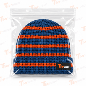 Bonnet en tricot pour homme, rayé bleu orange, chaud et décontracté pour l'hiver, 100% acrylique, fait main pour adultes, respirant, unisexe - Product Image 6