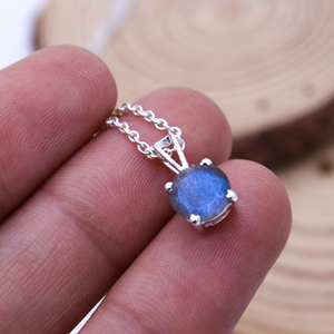 Excellent Quality Natural Labradorite Cut Gemstone Prong Set 925 <b>Silver</b> Gold Plated Classic IGI Certified Pendant <b>Necklace</b> Gift - Product Image 4