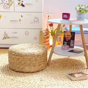 Esteras redondas de jacinto de agua con estilo, decoración Bohemia Vintage única orgánica para el hogar, caja empaquetada para sala de estar, trae naturaleza al interior - Product Image 6