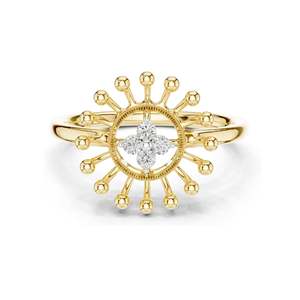 Bague pour femme en diamant de laboratoire 0,08 CT, design soleil, clarté VVS-VS EF, or 18 carats, 14 carats, 10 carats et argent 925, moissanite et diamant de laboratoire - Product Image 2