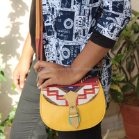 Sac à main à bandoulière en jacquard en cuir véritable véritable