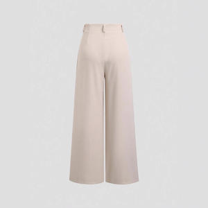 Classy <b>Womens</b> High Waist Straight <b>Trousers</b> <b>Summer</b> Fashion Breathable Eco-Friendly Loose Comfortable Pleated Casual Apparel - Product Image 4