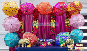 Sombrillas Decorativas para Bodas Pakistaníes, Decoración para Eventos Preboda, Sombrillas Bordadas Multicolores, Decoración para EE. UU. - Product Image 5