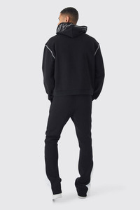 เสื้อฮู้ดผู้ชายโอเวอร์ไซส์ผ้าคอตตอน500GSM ไหล่ตกโลโก้แบบสั่งทำปักและชนสีตะเข็บพิมพ์ลาย - Product Image 2