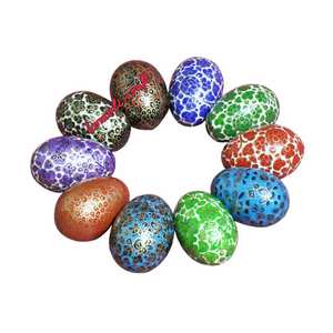 Nuevos adornos decorativos de huevos de Pascua de madera pintados a mano indios para mesa de primavera, cesta y exhibición festiva de vacaciones - Product Image 3