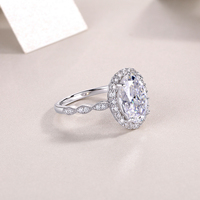 Bijoux fins coupe ovale grandes bagues Moissanite bagues de fiançailles de mariage muti-pierres pierres luxe gemme 925 bagues en argent Sterling