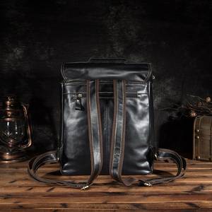 Sac à dos scolaire vintage en cuir véritable antivol, capacité 20-35L, unisexe, imperméable, fabriqué au Pakistan, LBP-0197 - Product Image 6