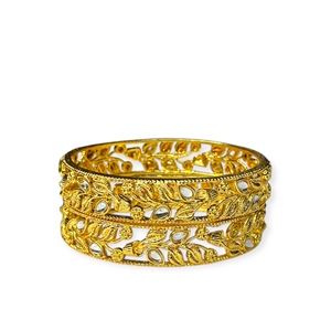Bracelets en or plaqué avec motif de feuille, élégants pour les mariages et les occasions festives, bijoux d'imitation haut de gamme à prix de gros - Product Image 3