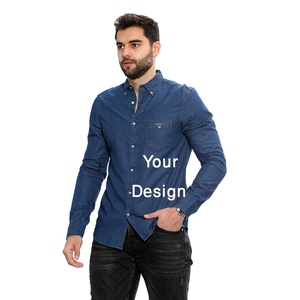 Fashion <b>Western</b> 100% Cotton and Style Solid Colors Denim Jeans Casual Long Sleeve <b>Shirts</b> for Men Direct Wholesale Hot Selling - Product Image 5