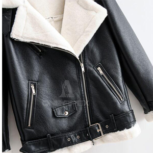 Gran oferta, abrigo de invierno personalizado de talla grande para hombre, forro de piel clásico a prueba de viento, estilo Punk, chaqueta de cuero de grano de alta calidad para - Product Image 3