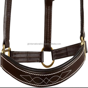 Licol de cheval en cuir rembourré de qualité supérieure, artisanat fantaisie, couture blanche et matériel en laiton lourd - Product Image 4