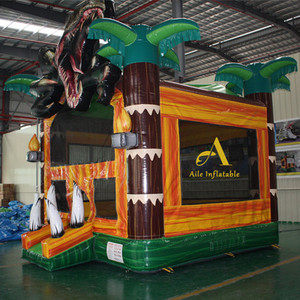 Jurassic khủng long rừng công viên ly kỳ <span class=keywords><strong>Inflatable</strong></span> Bouncer thú vị PVC Trampoline Nhà trượt lâu đài đồ chơi bao gồm quạt gió - Product Image 2