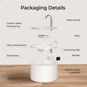 Fontaine automatique pour animaux de compagnie en céramique blanche moderne et écologique, 2,2 L, moteur ultra-silencieux, débit réglable, filtre facile à remplacer - Product Image 6