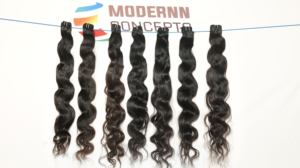 Extensiones de cabello humano de templo indio virgen alineado con cutícula sin procesar Color natural crudo Paquetes Bodywave baratos Cabello humano - Product Image 3