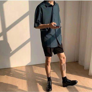 Camisa de manga corta para hombre, holgada, unisex, básica, cuello polo, estilo coreano de oficina - Product Image 5