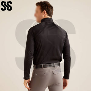 Sous-vêtement de base pour l'équitation pour homme, couleur unie noire, mélange de polyester/spandex hautement extensible, séchage rapide, anti-odeur, body shaper équestre - Product Image 3