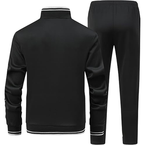 Men's TBF-072 Athletic Sportswear Full-Zip Jacket & <b>Pants</b> with Breathable Zipper Pockets Lightweight Solid Pattern Winter Print - Product Image 3