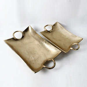 Bandeja de Servicio de Aluminio Fundido con Diseño Elegante para una Recepción Estilosa en el Hogar y Decoración Diaria de Mesa - Product Image 1
