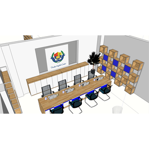 Durable 400x80x75cm <b>Reception</b> <b>Counter</b> for English Language Center BLT68003 Rubber Wood for Hotel and Beauty Salon Made of MDF - Product Image 3