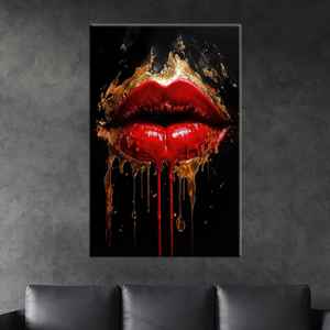 Decoración de Pared con Diseño de Labios Rojos: Impresión en Lienzo, Arte Glamuroso Moderno, Lienzo Enrollado - Product Image 1