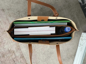 Bolso Tote de Cuero Genuino, Color Sólido, Estilo Minimalista, Abierto por Arriba, para Uso Diario, Bolso de Mano para Mujer, para Todas las Temporadas - Product Image 6