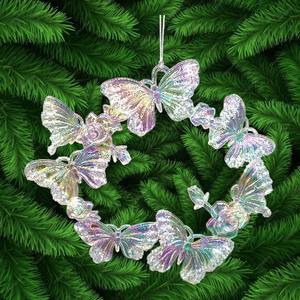 Ornement de guirlande papillon en acrylique transparent rose et vert, unique, en promotion, pour la décoration suspendue de Noël, du Nouvel An et du printemps - Product Image 3