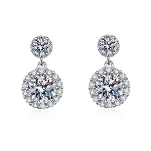 S925 silver moissanite diamond earrings full diamond heavy industry high-end earrings cross-border hot-selling exports to Europe