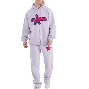 Ensemble de survêtement unisexe avec sweat à capuche et pantalon de jogging, logo étoile, fermeture éclair sur le devant, tenue décontractée, manches longues, coupe classique, vêtements d'extérieur - Product Image 1