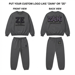 Premium Cotton Polyester Fleece Men Winter Adults Sweatsuit 240gsm <b>Charcoal</b> <b>Jogger</b> Set Custom Chenille Embroidered Logo - Product Image 1