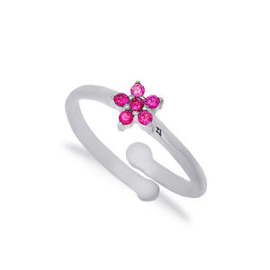 Rubis Pierre Fleur Conception Bague Réglable Turc En Gros 925 Bijoux En Argent Sterling - Product Image 5