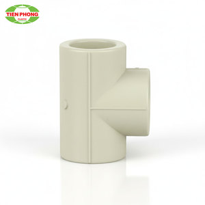 PPR Tee DN 20mm-160mm PN20 para conexión de tubería Material plástico PPR de color gris claro hecho en Vietnam - Product Image 3
