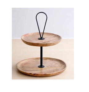<b>Wood</b> <b>Cake</b> <b>Stand</b> Christmas or Birthdays Dessert <b>Cake</b> <b>Stand</b> 2-Tier Metal Handle Romantic Handmade Customized Items - Product Image 3