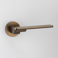 Poignée en laiton antique sur alliage de zinc rose, design étagé, finition vintage, levier de porte rond avec rosette pour chambre à coucher, salle de bain, bureau