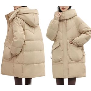 Women's Thick Breathable Puffer Jacket Hood Winter Warm Nylon Woven <b>Fabric</b> 100% Polyester Filling Customized Color Logo for - Product Image 2