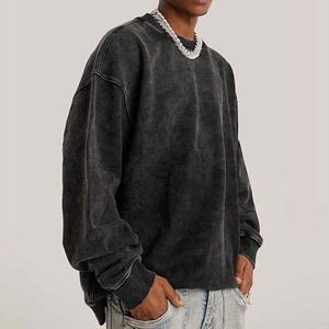 Camisetas personalizadas Vintage de 380g, sudaderas de lavado ácido de gran tamaño, ropa de calle para hombres, sudaderas básicas de 100% algodón al por mayor - Product Image 4