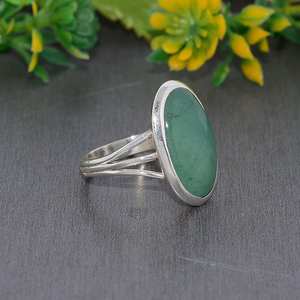 Aventurine verte naturelle pierre précieuse 925 argent Sterling fait à la main concepteur personnalisé bijoux fins bague éternité Vermeil en gros - Product Image 2