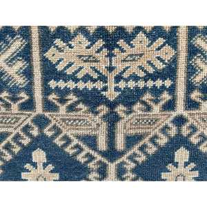 พรมวินเทจขนาด 4x6.6 ฟุต พรมตุรกี พรมลายต้นไม้และพืชสีน้ำเงิน ทำจากขนสัตว์ - Product Image 5