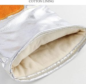ถุงมือกันความร้อนอุตสาหกรรมเคลือบอลูมิเนียม ขนาด 14 นิ้ว ป้องกันความร้อนเต็มฝ่ามือ วัสดุอะรามิดทนทาน ข้อมือตรง ป้องกันความร้อน ถุงมือนิรภัย - Product Image 4