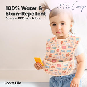 Ensemble de bavoir étanche pour tout-petits avec poche pour attrape-miettes Bavoir de dentition réglable pour bébé Bavoirs alimentaires pour bébés - Product Image 3