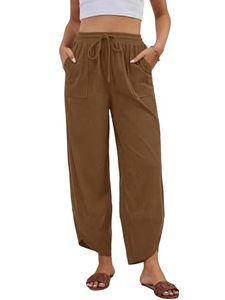 Pantalones Palazzo Vintage para Mujer, Holgados, de Cintura Alta, Pierna Ancha, Cortos, para Playa, Atuendos de Verano 2026, a la Moda, 100% Poliéster, con Cordón Ajustable - Product Image 3
